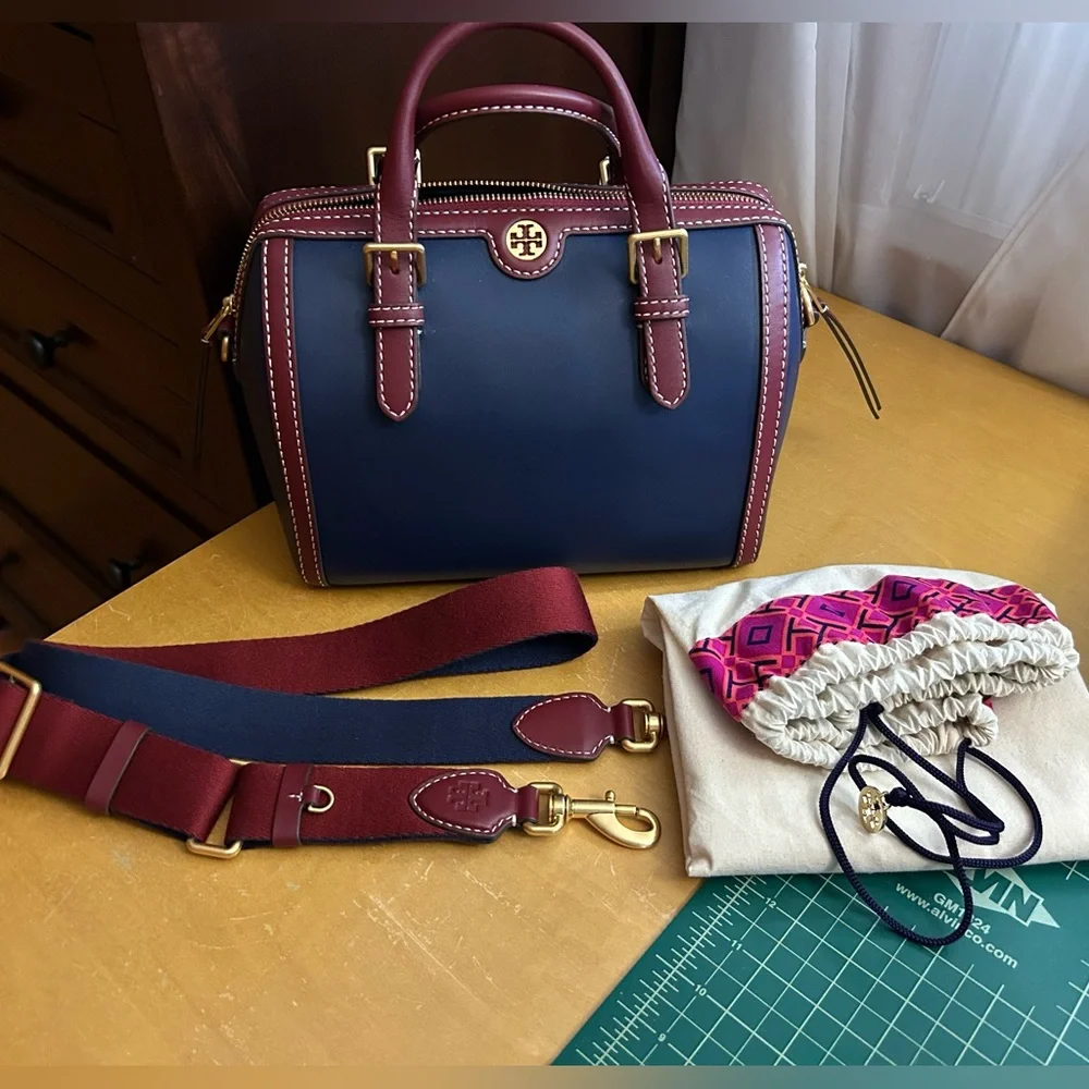 Tory Burch T Monogram Color Block Barrel Bag - Picture 6 of 16